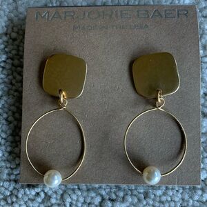 Marjorie Baer NWT gold and pearl earrings. Pierced
